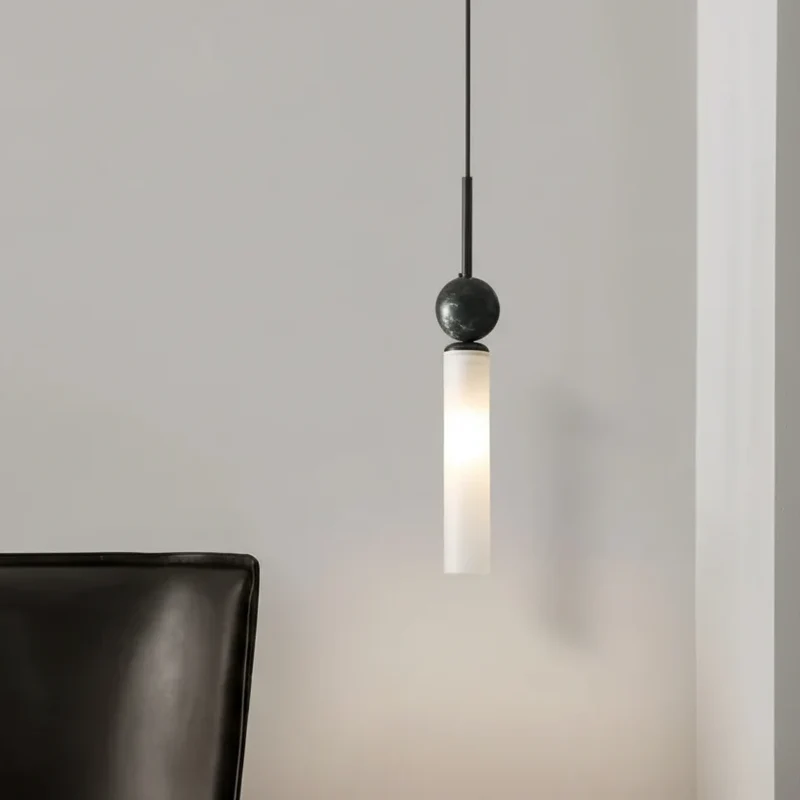Hanglamp Marmer Buis Cilinder Zwart Goud Warm Koud Licht Design Verlichting Eetkamer Slaapkamer Woonkamer | Sansoti