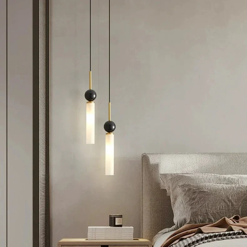 Hanglamp Marmer Buis Cilinder Zwart Goud Warm Koud Licht Design Verlichting Eetkamer Slaapkamer Woonkamer | Sansoti