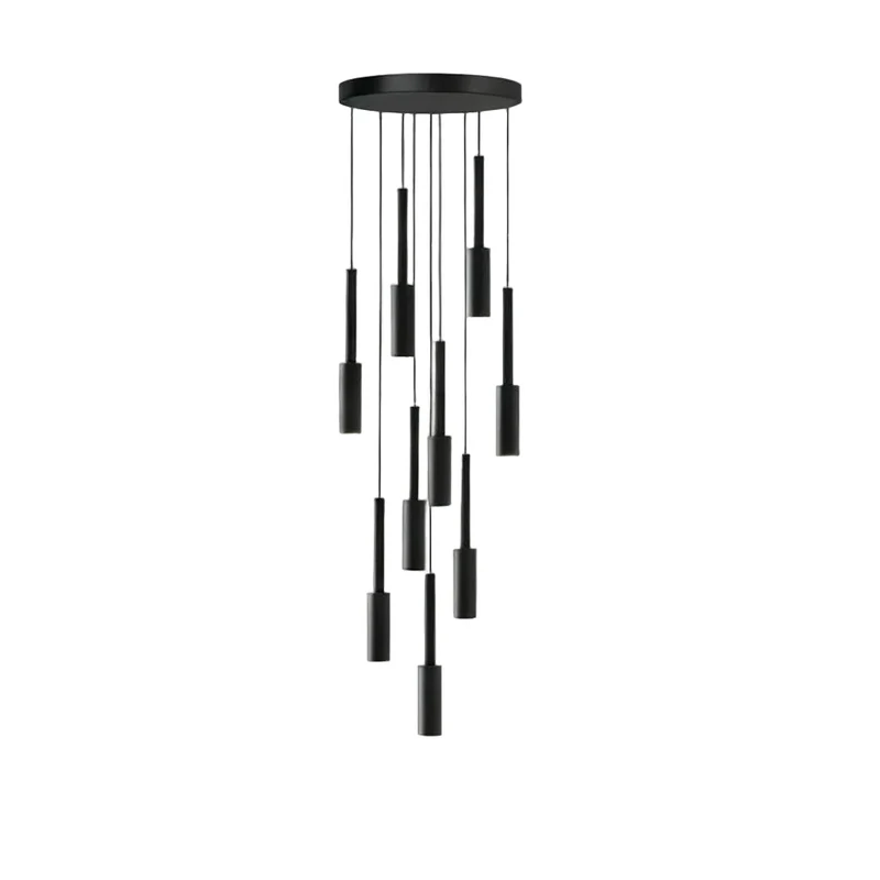Cilindrische Spotlamp Kroonluchter Metaal Dimbaar LED Trappenhal Foyer Verstelbaar Modern Design 1-30 Lichtpunten | Sansoti