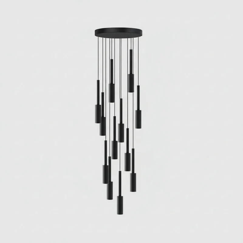 Cilindrische Spotlamp Kroonluchter Metaal Dimbaar LED Trappenhal Foyer Verstelbaar Modern Design 1-30 Lichtpunten | Sansoti