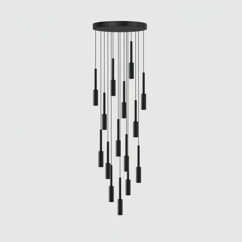 Cilindrische Spotlamp Kroonluchter Metaal Dimbaar LED Trappenhal Foyer Verstelbaar Modern Design 1-30 Lichtpunten | Sansoti