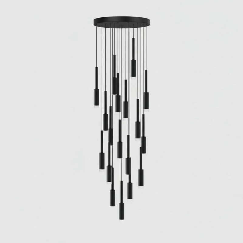 Cilindrische Spotlamp Kroonluchter Metaal Dimbaar LED Trappenhal Foyer Verstelbaar Modern Design 1-30 Lichtpunten | Sansoti