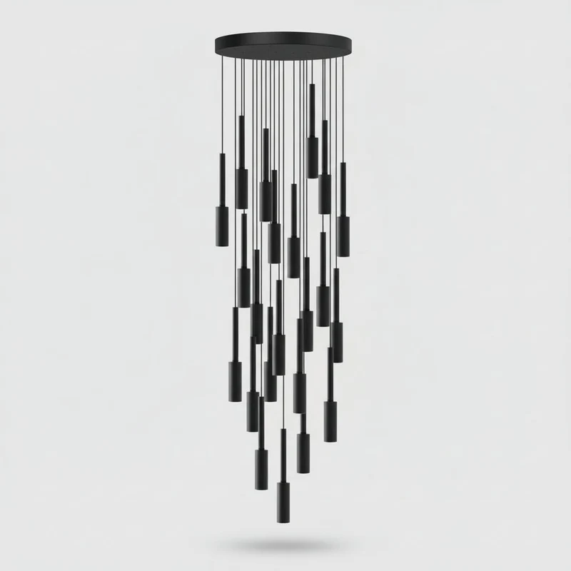 Cilindrische Spotlamp Kroonluchter Metaal Dimbaar LED Trappenhal Foyer Verstelbaar Modern Design 1-30 Lichtpunten | Sansoti