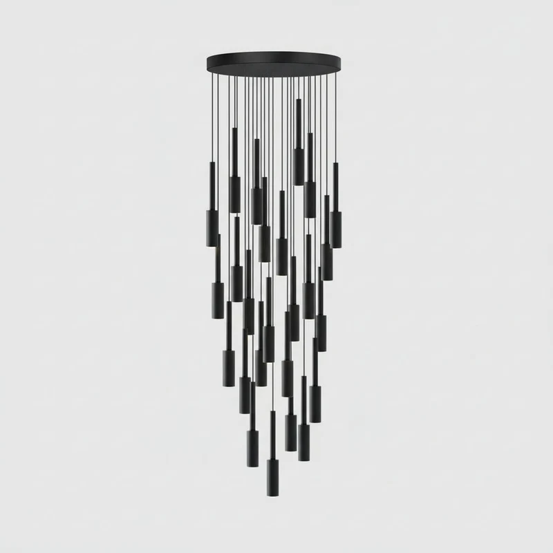 Cilindrische Spotlamp Kroonluchter Metaal Dimbaar LED Trappenhal Foyer Verstelbaar Modern Design 1-30 Lichtpunten | Sansoti