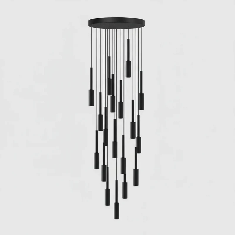 Cilindrische Spotlamp Kroonluchter Metaal Dimbaar LED Trappenhal Foyer Verstelbaar Modern Design 1-30 Lichtpunten | Sansoti