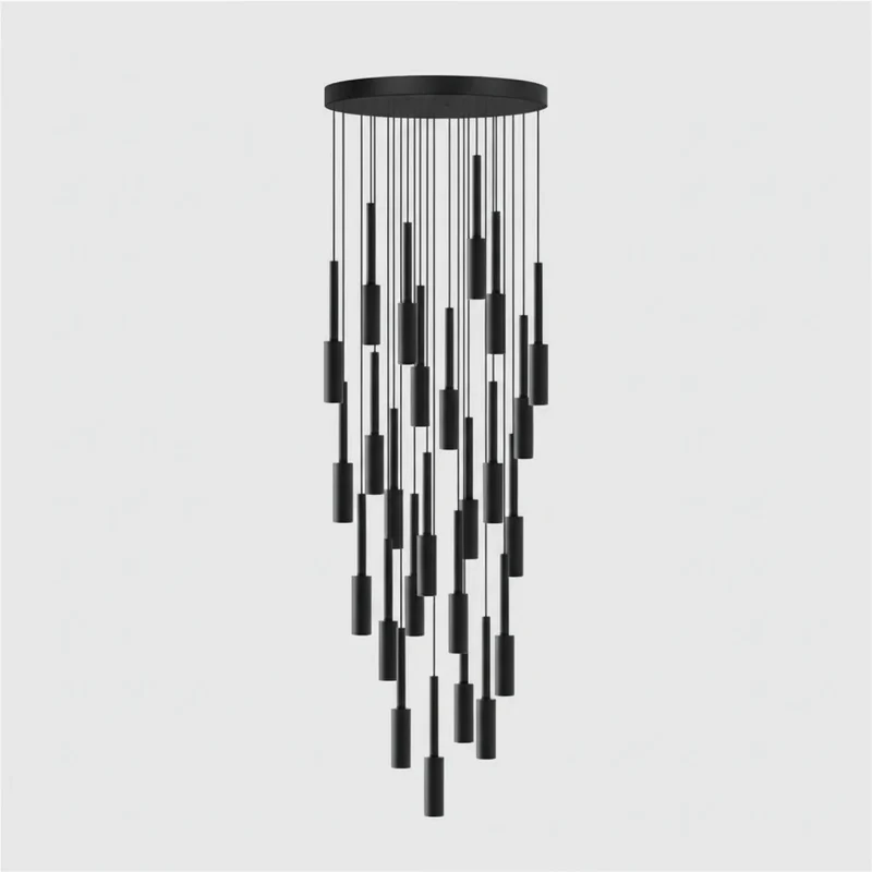 Cilindrische Spotlamp Kroonluchter Metaal Dimbaar LED Trappenhal Foyer Verstelbaar Modern Design 1-30 Lichtpunten | Sansoti