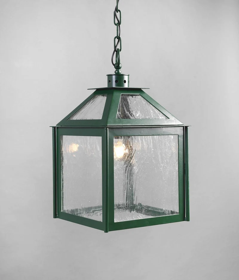 Casa Padrino Luxus Außen Hängeleuchte Laterne Grün B. 28 x H. 45 cm - Handgefertigte Laterne aus Schmiedeeisen - Luxus Kollektion - Edel & Prunkvoll