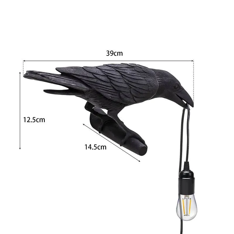 All Seasons Life Raven Wandleuchte Rabe Wandlampe Schwarz E27 ~3273
