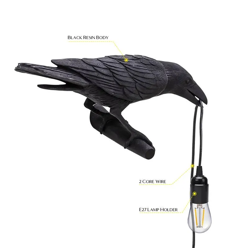 All Seasons Life Raven Wandleuchte Rabe Wandlampe Schwarz E27 ~3273
