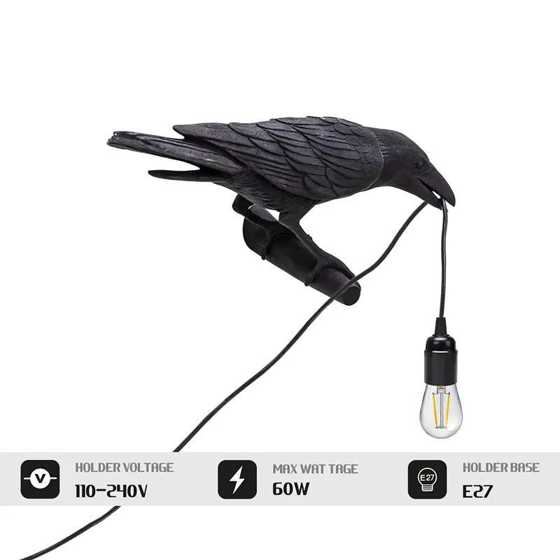 All Seasons Life Raven Wandleuchte Rabe Wandlampe Schwarz E27 ~3273