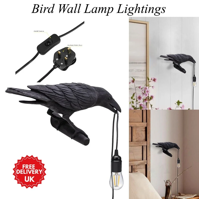 All Seasons Life Raven Wandleuchte Rabe Wandlampe Schwarz E27 ~3273