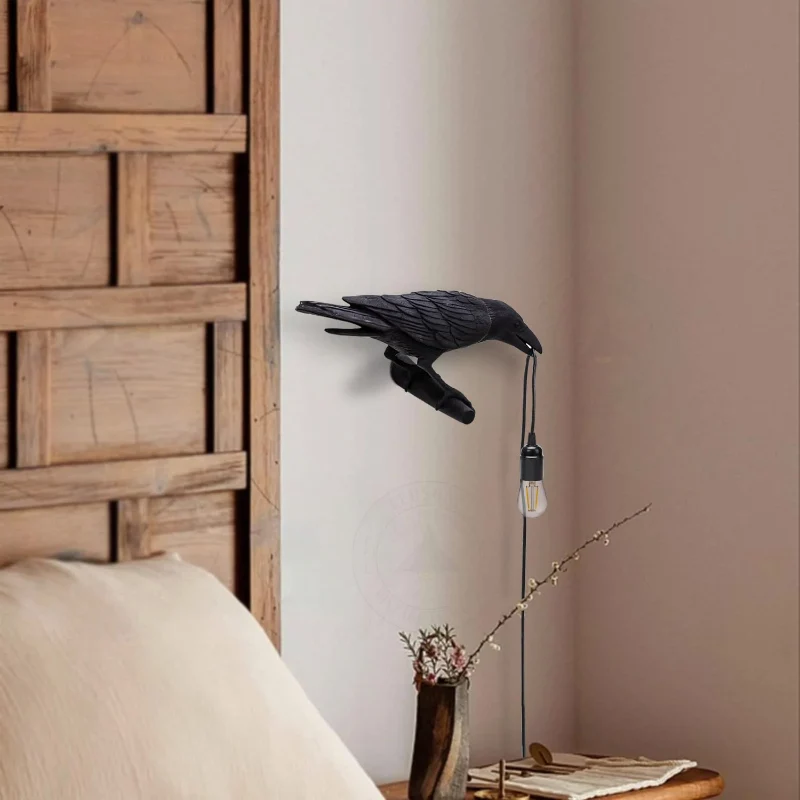 All Seasons Life Raven Wandleuchte Rabe Wandlampe Schwarz E27 ~3273