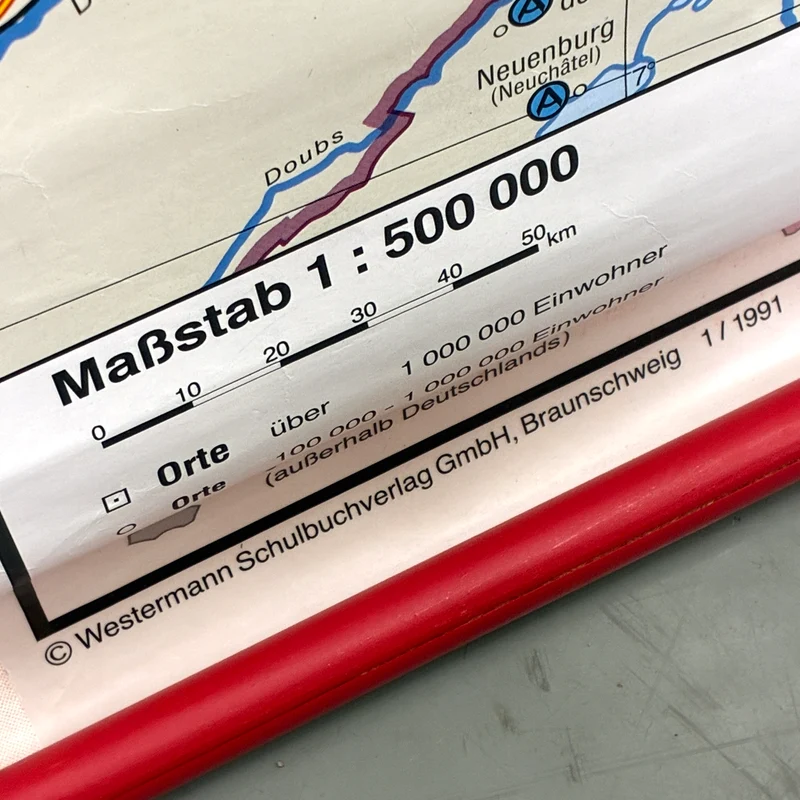Vintage Schulkarte – Bundesrepublik Deutschland Wirtschaft – Erdkunde Rollbild Lehrtafel Wanddeko