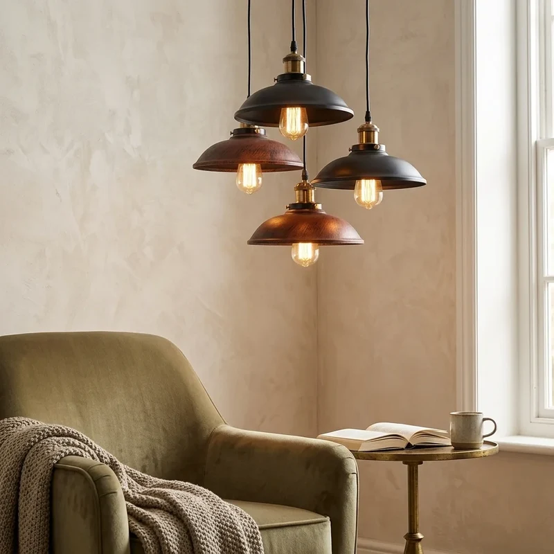 Retro Coolie Pendelleuchte Patina Antik E27 | Industrie Esstischlampe Ø24cm ~3314