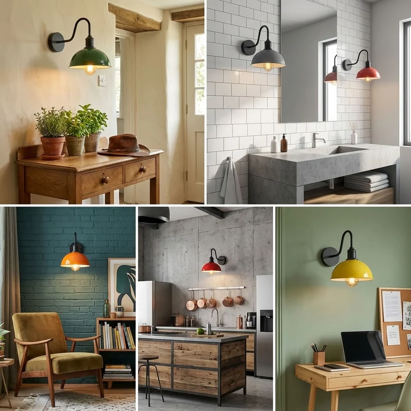 Vintage Farmhouse Wandleuchte – Industrie Barn Light Innen | Ø21 cm | E27 ~3313