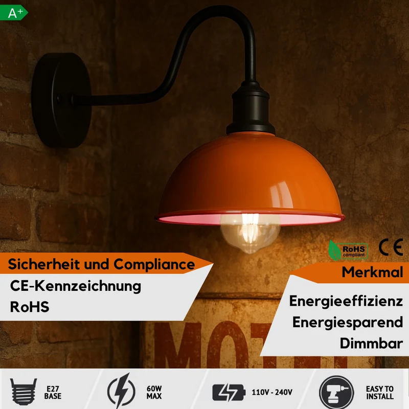 Vintage Farmhouse Wandleuchte – Industrie Barn Light Innen | Ø21 cm | E27 ~3313