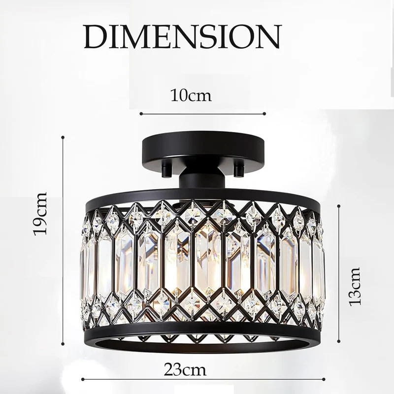 LED Elegante Schwarze Kristall Deckenleuchte E27 ~3398