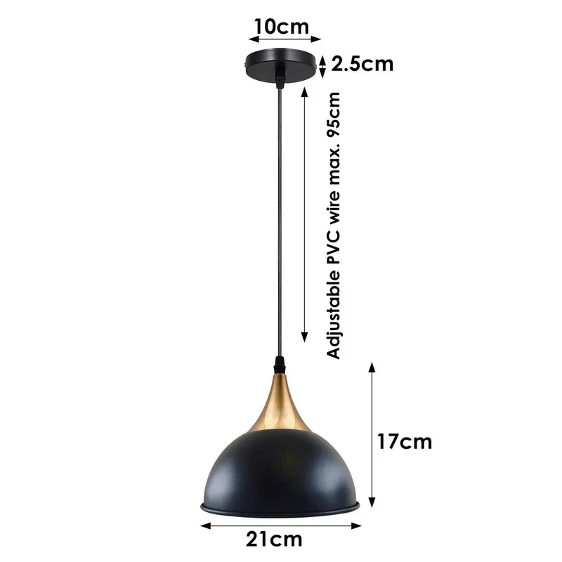 Retro Kuppel Esstischlampe E27 Metall | Vintage Bistro Pendelleuchte Ø21cm ~3397