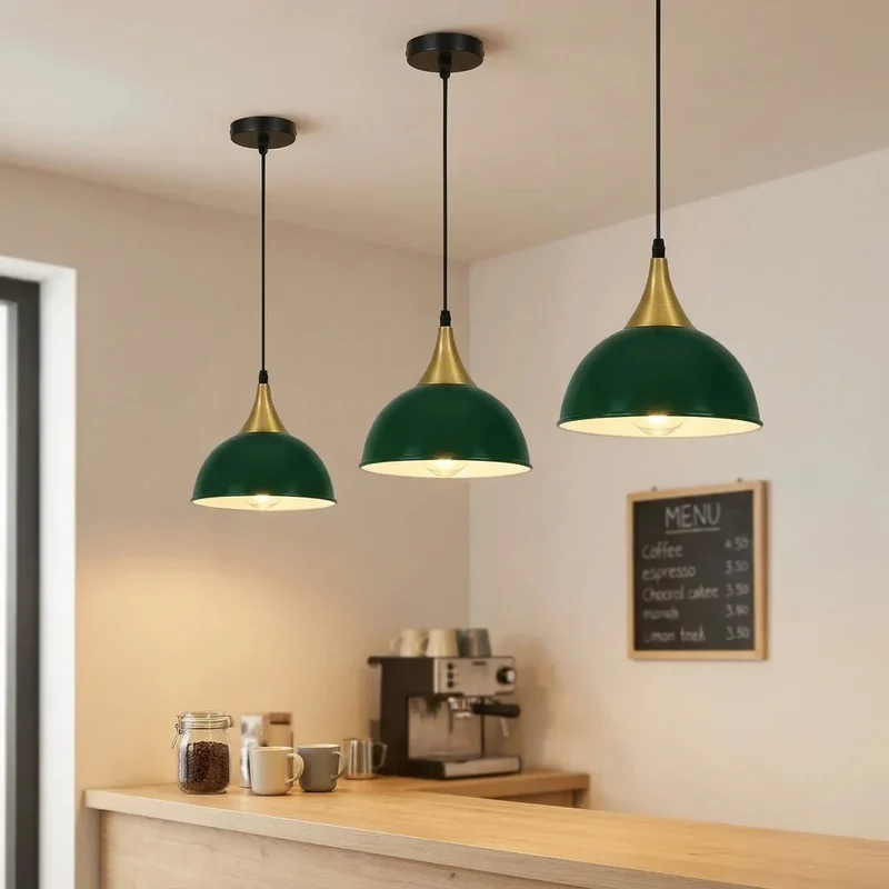 Retro Kuppel Esstischlampe E27 Metall | Vintage Bistro Pendelleuchte Ø21cm ~3397