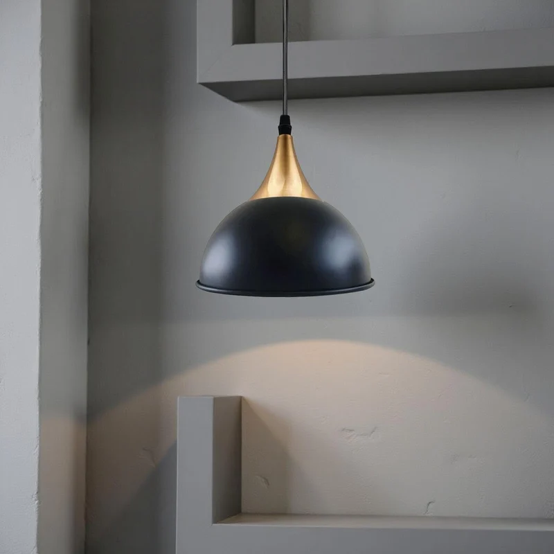 Retro Kuppel Esstischlampe E27 Metall | Vintage Bistro Pendelleuchte Ø21cm ~3397