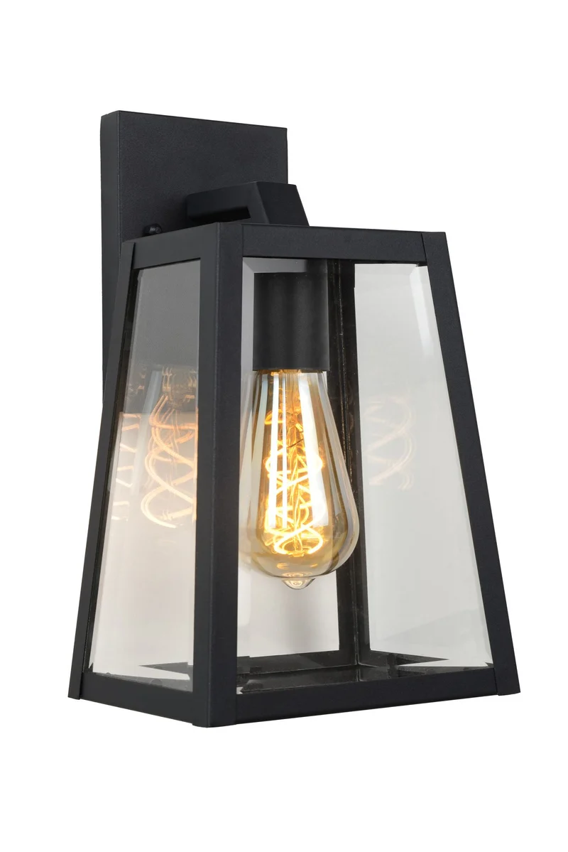 Außenwandleuchte Matslot Landhaus mit Glasschirm 18cm Schwarz