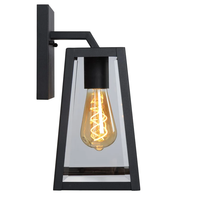 Außenwandleuchte Matslot Landhaus mit Glasschirm 18cm Schwarz