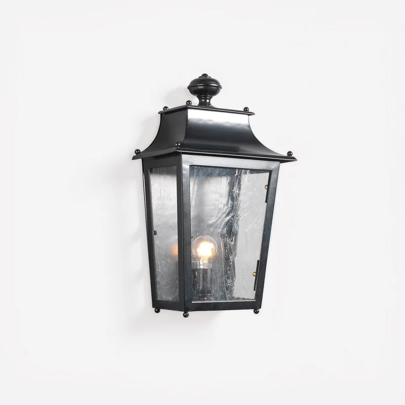 Casa Padrino Luxus Außen Laterne Schwarz B. 32 x H. 54 cm - Handgefertigte Laterne aus Schmiedeeisen - Luxus Kollektion - Edel & Prunkvoll
