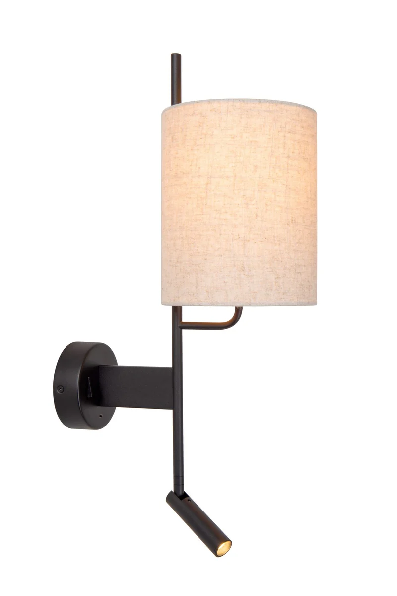 Wandleuchte Magic mit USB-Ladepunkt und Stoffschirm 30cm