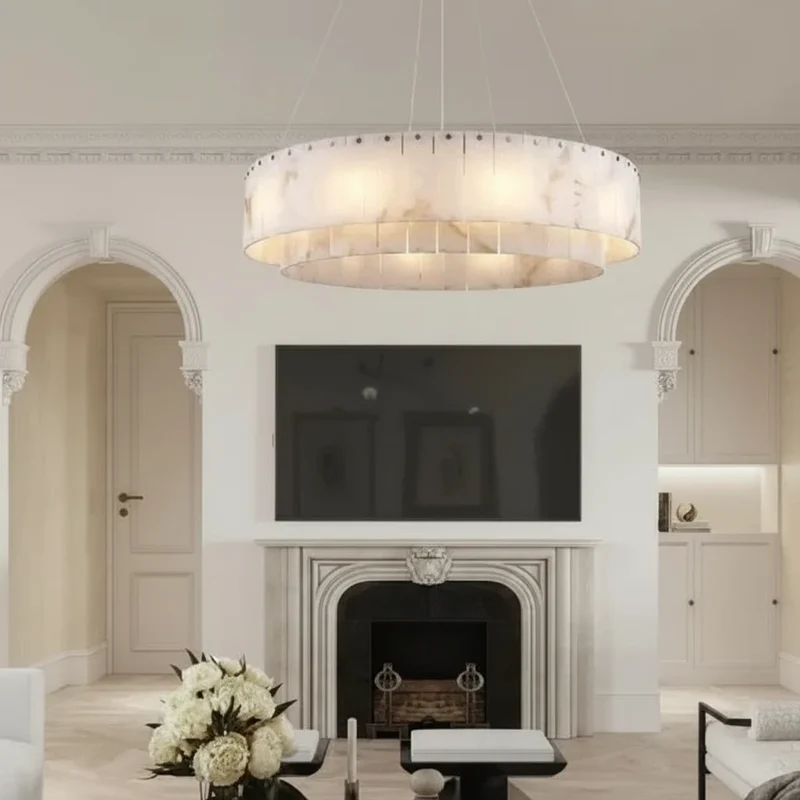 Albasten Kroonluchter Rond Metaal LED Hanglamp Dimbaar Woonkamer Eetkamer Lobby Restaurant Luxe Design | Sansoti