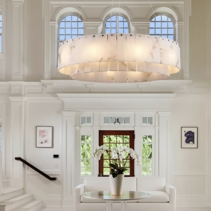 Albasten Kroonluchter Rond Metaal LED Hanglamp Dimbaar Woonkamer Eetkamer Lobby Restaurant Luxe Design | Sansoti