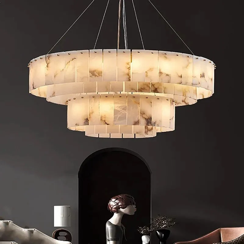 Albasten Kroonluchter Rond Metaal LED Hanglamp Dimbaar Woonkamer Eetkamer Lobby Restaurant Luxe Design | Sansoti
