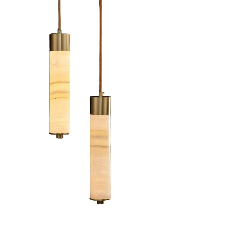 Hanglamp Natuursteen Marmer Koperkleurig LED Verlichting Slaapkamer Eetkamer Woonkamer Scandinavisch Design | Sansoti