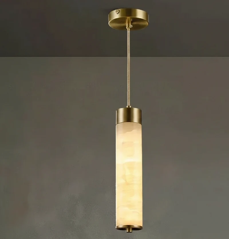 Hanglamp Natuursteen Marmer Koperkleurig LED Verlichting Slaapkamer Eetkamer Woonkamer Scandinavisch Design | Sansoti
