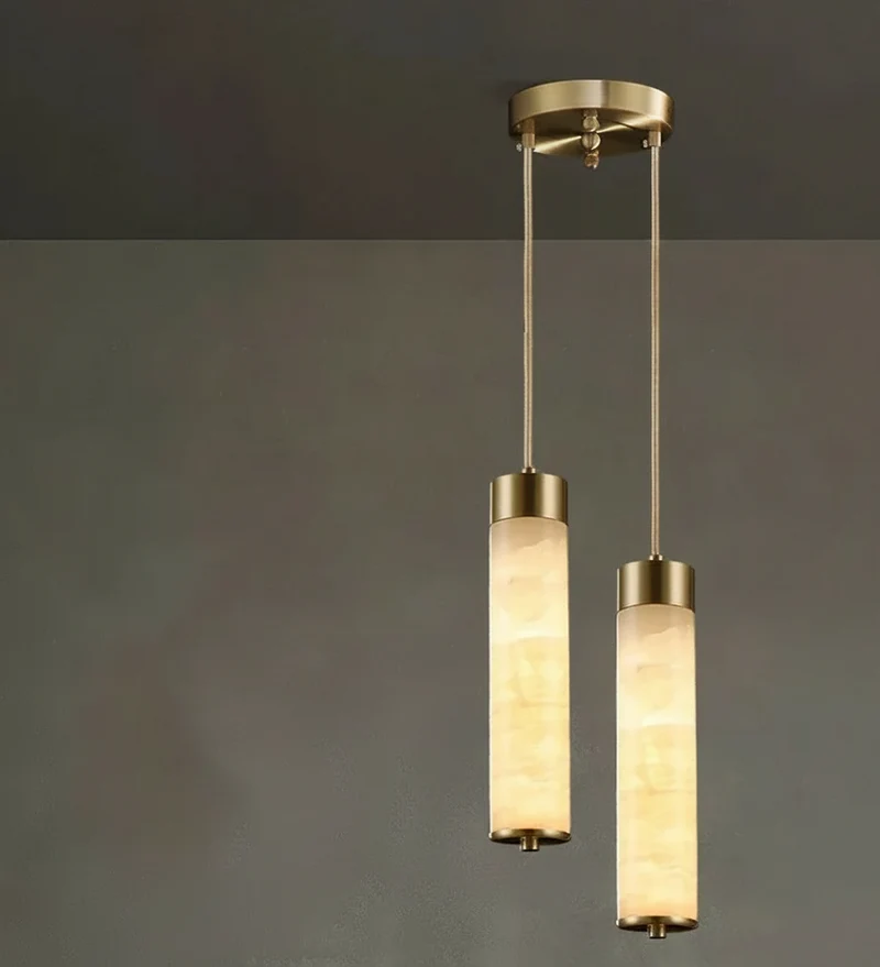 Hanglamp Natuursteen Marmer Koperkleurig LED Verlichting Slaapkamer Eetkamer Woonkamer Scandinavisch Design | Sansoti