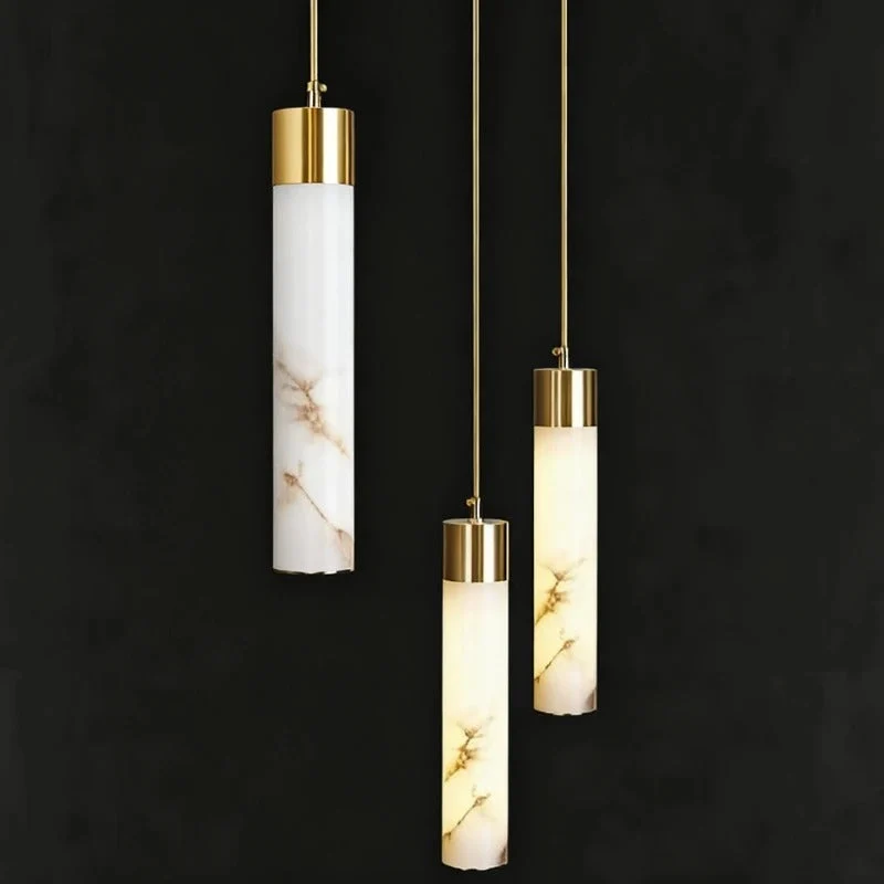 Hanglamp Natuursteen Marmer Koperkleurig LED Verlichting Slaapkamer Eetkamer Woonkamer Scandinavisch Design | Sansoti