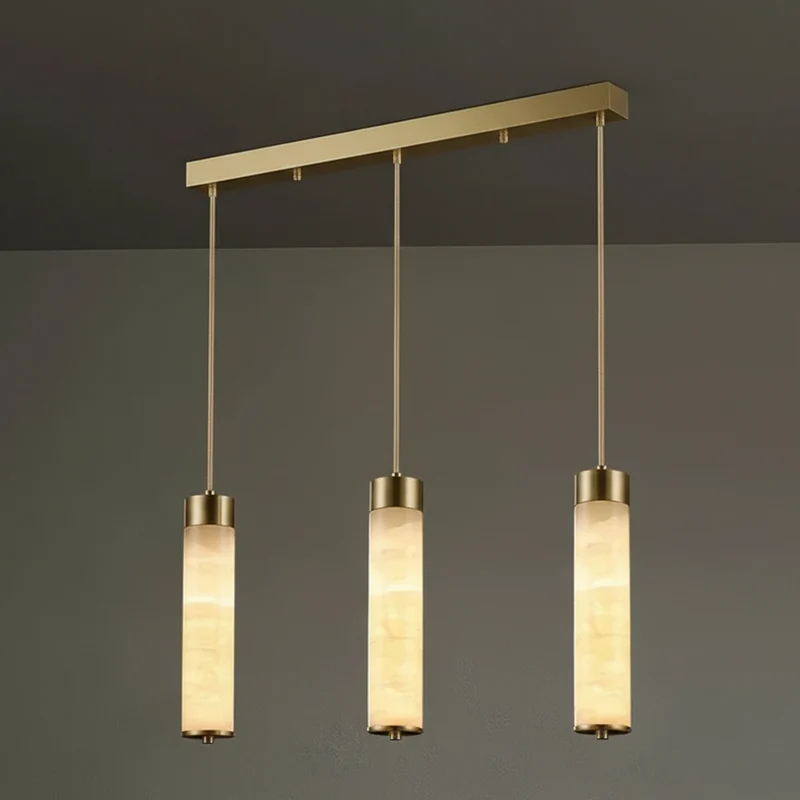Hanglamp Natuursteen Marmer Koperkleurig LED Verlichting Slaapkamer Eetkamer Woonkamer Scandinavisch Design | Sansoti