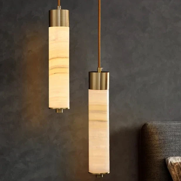 Hanglamp Natuursteen Marmer Koperkleurig LED Verlichting Slaapkamer Eetkamer Woonkamer Scandinavisch Design | Sansoti