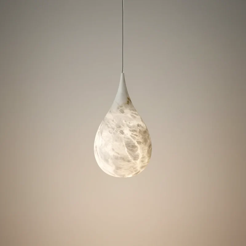 Hanglamp druppelvorm albast dimbaar LED-verlichting keukeneiland nachtkastje Scandinavisch interieur | Sansoti