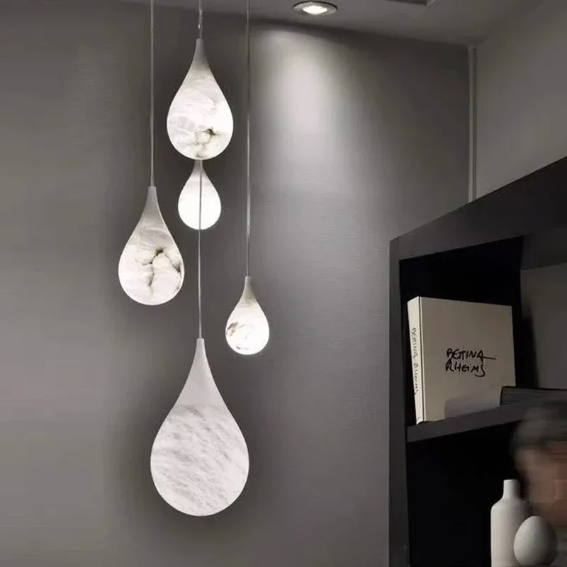 Hanglamp druppelvorm albast dimbaar LED-verlichting keukeneiland nachtkastje Scandinavisch interieur | Sansoti