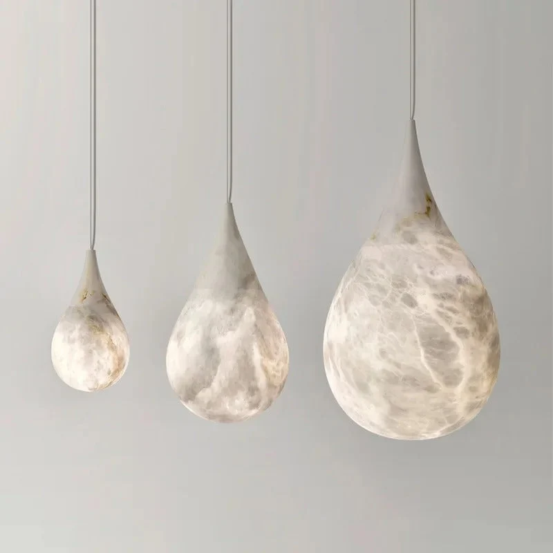 Hanglamp druppelvorm albast dimbaar LED-verlichting keukeneiland nachtkastje Scandinavisch interieur | Sansoti