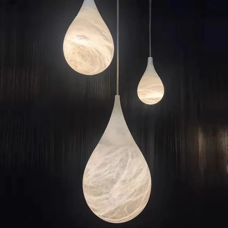Hanglamp druppelvorm albast dimbaar LED-verlichting keukeneiland nachtkastje Scandinavisch interieur | Sansoti