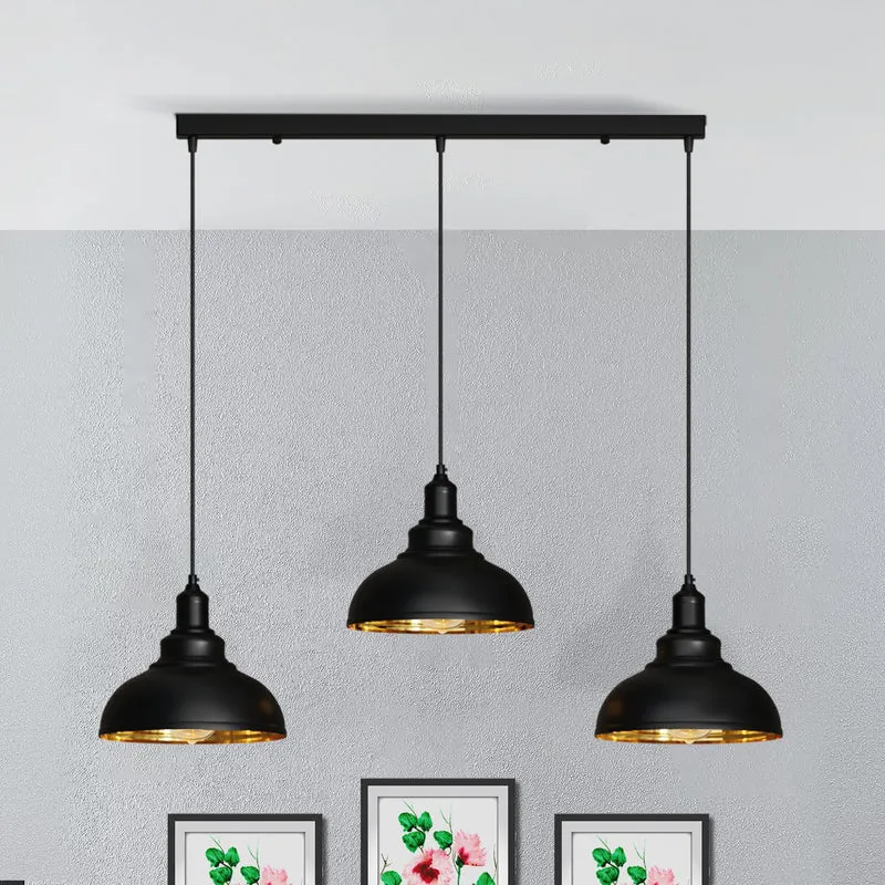 3-Licht Pendelleuchte Industrielle Hängelampe Schwarzer ~3278