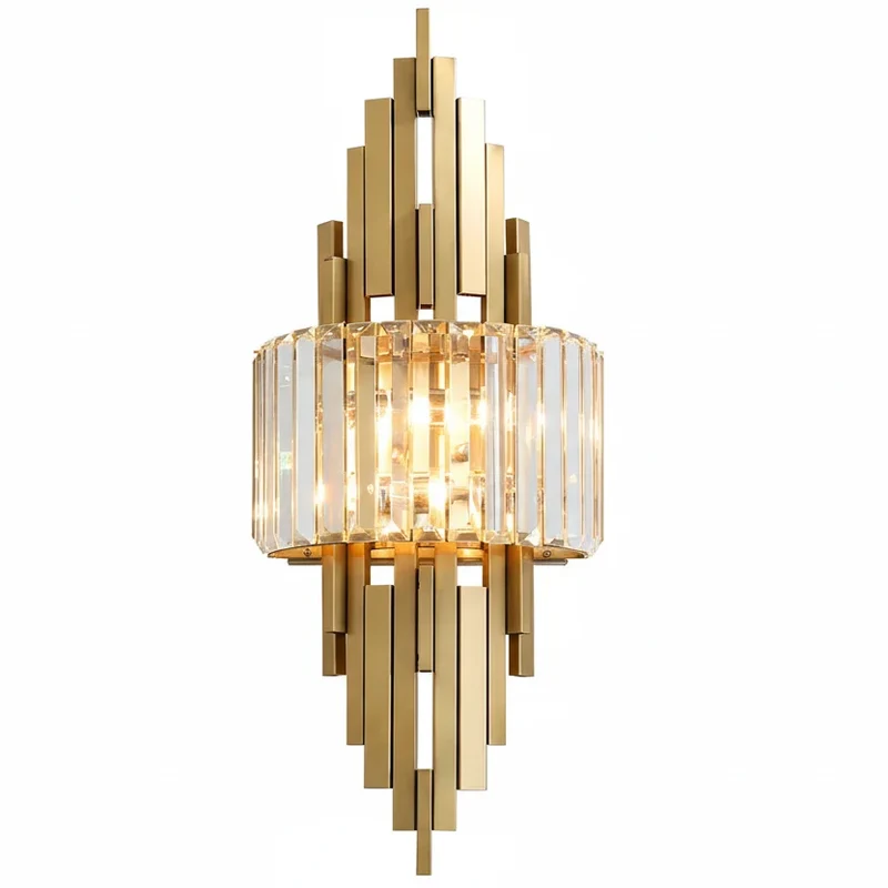 Kristallen Wandlamp Gelaagde Staven Goud Modern Design Lichtbreking Wandverlichting Luxe Interieur Sfeervol | Sansoti