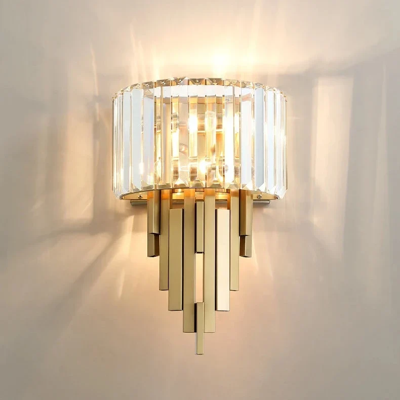 Kristallen Wandlamp Gelaagde Staven Goud Modern Design Lichtbreking Wandverlichting Luxe Interieur Sfeervol | Sansoti