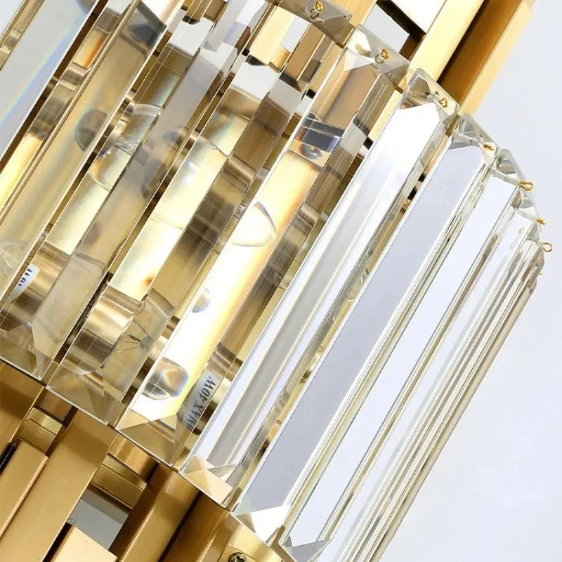 Kristallen Wandlamp Gelaagde Staven Goud Modern Design Lichtbreking Wandverlichting Luxe Interieur Sfeervol | Sansoti