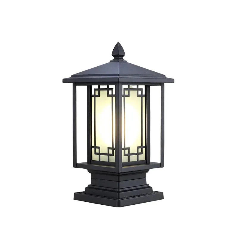 Rechthoekige Tuinlantaarn Sokkellamp Metaal Glas E27 IP65 37cm Buitenverlichting Wandelpad Entree Tuin | Sansoti