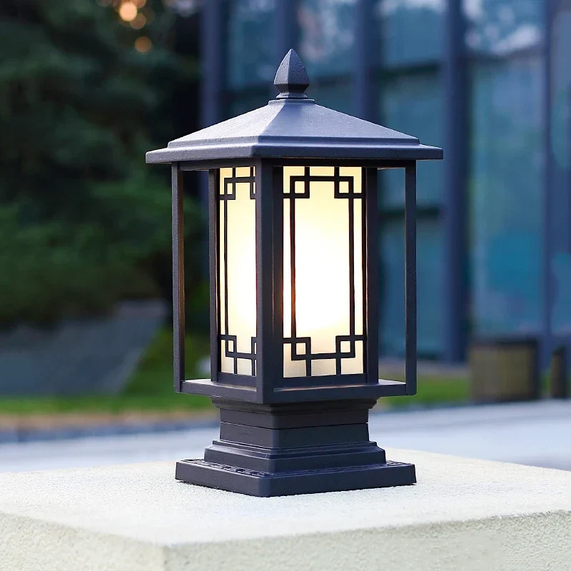 Rechthoekige Tuinlantaarn Sokkellamp Metaal Glas E27 IP65 37cm Buitenverlichting Wandelpad Entree Tuin | Sansoti