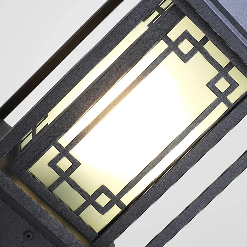 Rechthoekige Tuinlantaarn Sokkellamp Metaal Glas E27 IP65 37cm Buitenverlichting Wandelpad Entree Tuin | Sansoti