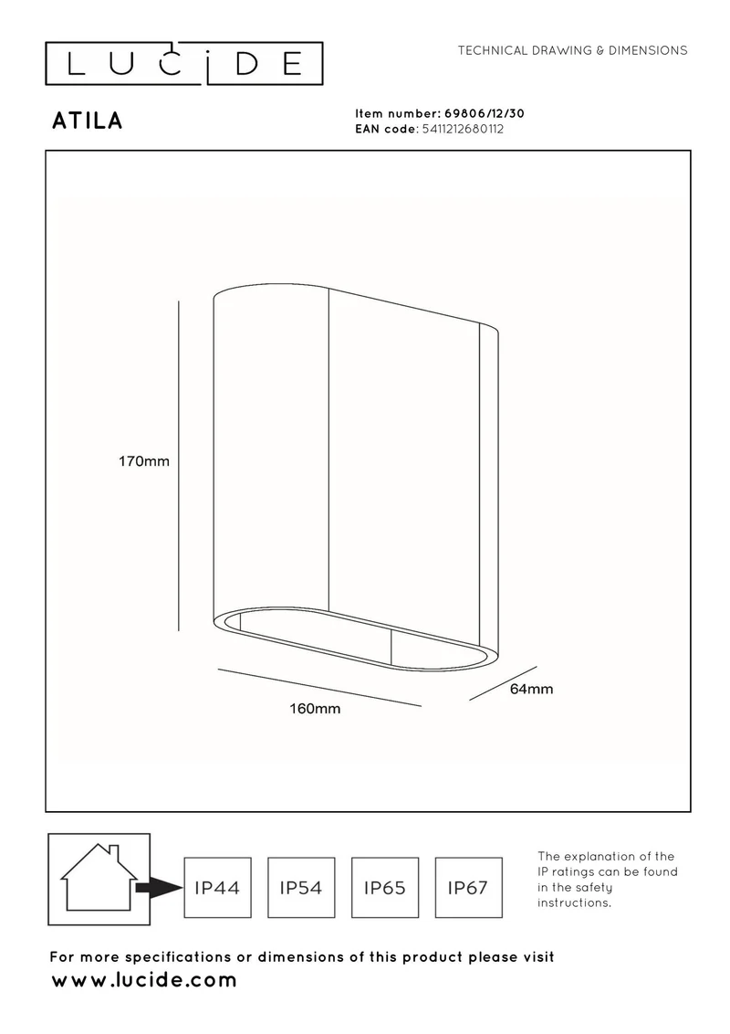 LED-Außenwandleuchte Atila 2-flammig dimmbar IP65 17cm hoch