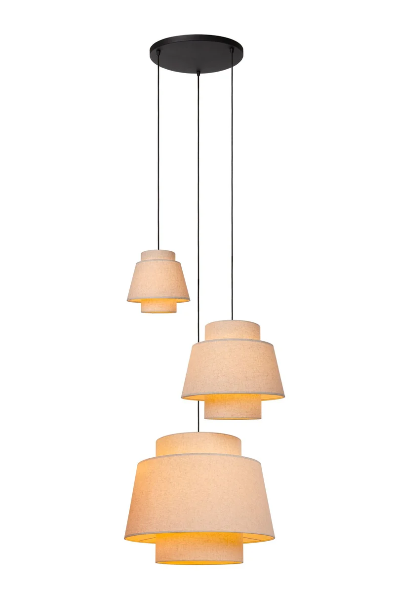 Pendelleuchte Tribute 3-flammig rund mit Stoffschirm Ø 76cm